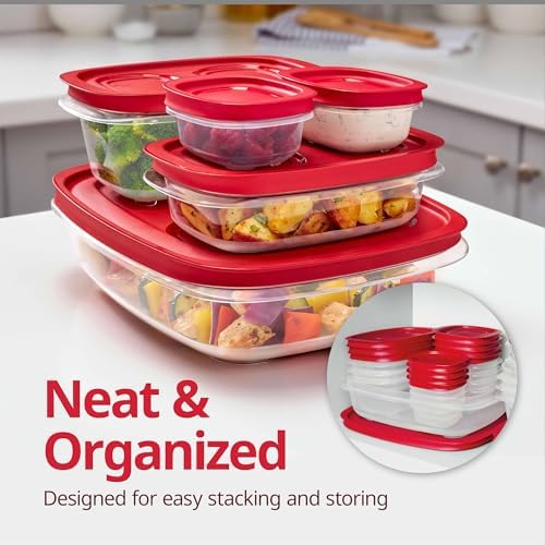 EasyStore Rectangle and Square Containers, 22-Piece Set, Food Storage Containers with Lids