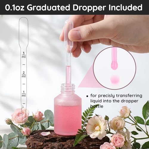 Segbeauty 4 Pack 1oz Dropper Bottle for Essential Oils, 30ml Frosted Glass Eye Dropper, Pink Droppers for Oil, Empty Travel Size Bottles with Transfer Tool, Small Hair Massage Oils Bottles for Liquids - Image 4