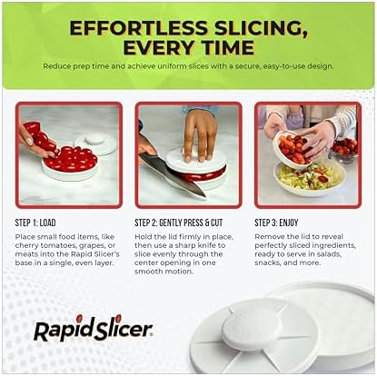 Bagel Slicer & Multi-Use Food Cutter | Ideal for Tomatoes, Strawberries, Grapes, Meat, Chicken, Eggs, & Vegetables with Non-Slip Holder for Stable, Easy Slicing - Dishwasher Safe - White