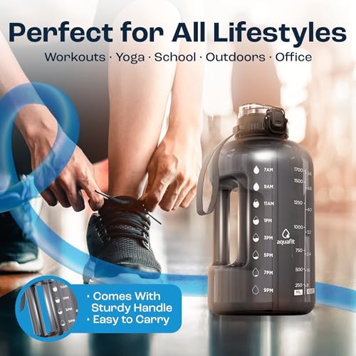 64 oz Water Bottle with Time Marker, 2in1 Lid