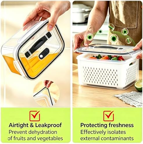 5 Pack Fruit Storage Containers for Fridge, Plastic Food Storage Container