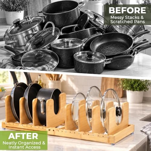 Bamboo Pots and Pans Organizer for Under Cabinet & Drawer