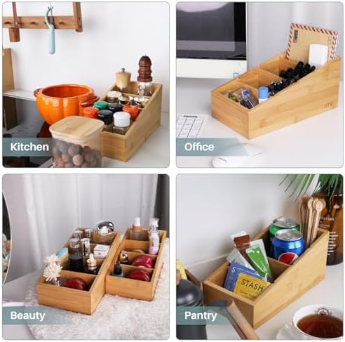 4-Section Snack Organizer with Removable Dividers for Kitchen 2 Pack