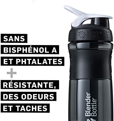 BlenderBottle SportMixer Tritan Grip Shaker Bottle, Transparent Black/White, 20-Ounce - Image 3