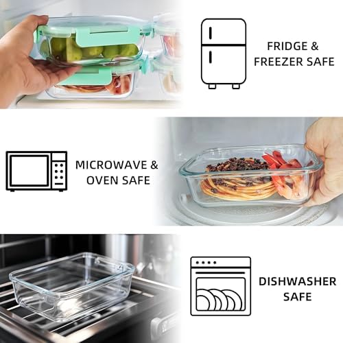 10 Pack 22 oz Glass Meal Prep Containers, Food Storage Containers with Lids