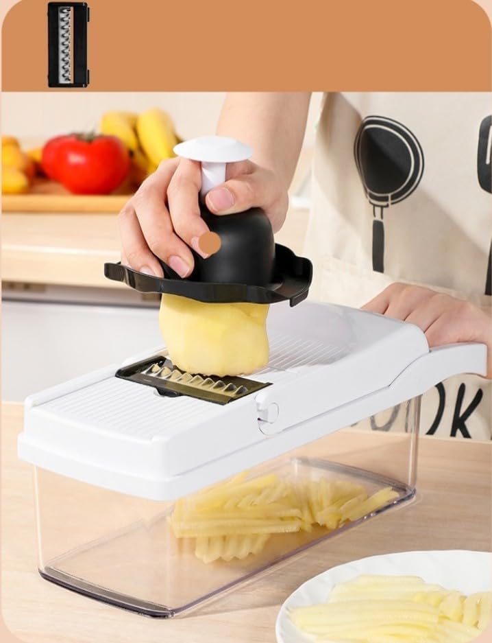 Vegetable Chopper and Slicer, 22-in-1 Multi-Purpose Kitchen Mandoline, Food Dicer with Collection Tray, White - Image 3