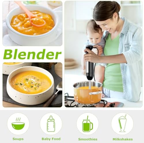 Immersion Blender with Food Processor, 20 Speeds & Turbo Mode