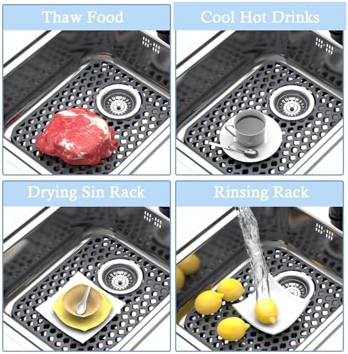 2 Pack Silicone Sink Protector Mat for Kitchen Sink Rear Drian Gray