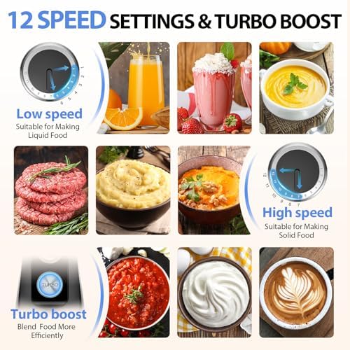KOIOS Immersion Blender, 1000W Anti-scratch 3-in-1 Hand Blender, Upgraded 12 Speed Stainless Steel Blade Stick Blender with Turbo Mode, Whisk and Milk Frother, Non-BPA, Black - Image 5
