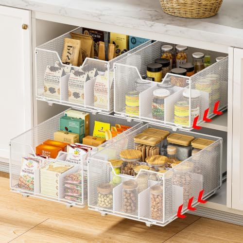 2 Pack Pull out Cabinet Organizer,Slide out Pantry Shelves Drawer Storage