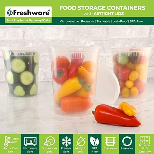 Food Storage Containers with Lids 32 oz [24 Set] Soup Containers