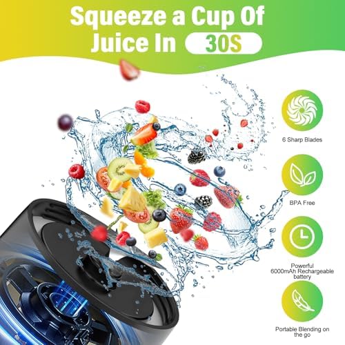 Portable Blender, 360 Watt Personal Blender Shakes and Smoothies, Black - Image 3
