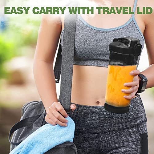Portable Blender, Shakes and Smoothies 20 Oz Electric Protein Shaker Bottle, USB-C Rechargeable, Mini Small Cordless Blender Cup Kitchen Travel Gym.