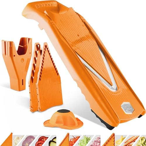 Börner Mandoline Slicer V5 (Starter Set) • Vegetable V-Slicer for Slices, Sticks & Dices in Various Sizes • With Stainless Steel V-Blade • Adjustable Kitchen Slicer • Color: Orange by B%C3%B6rner