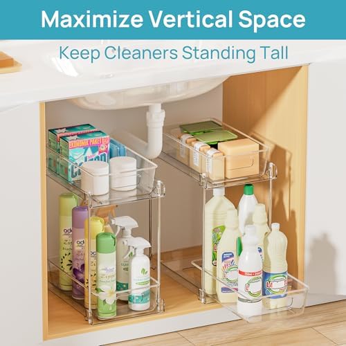 2 Pack Taller Pull Out Bathroom Under Sink Organizer (S-Higher)