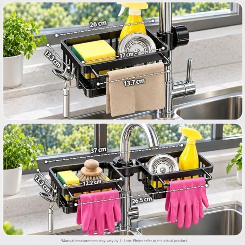 Faucet Drainer Basket Sink Organizer Rack Aluminum Hanging Drip Tray