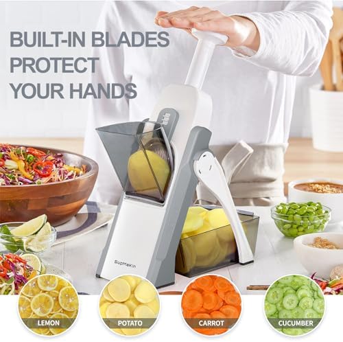 Safer Mandoline Slicer for Kitchen,Adjustable Potato Slicer 1-8 mm