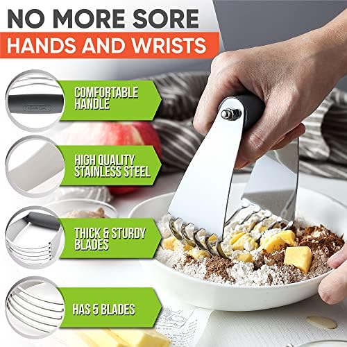 Spring Chef Medium Dough Blender Hand Tool - Durable Pastry Cutter - Gray - Image 3