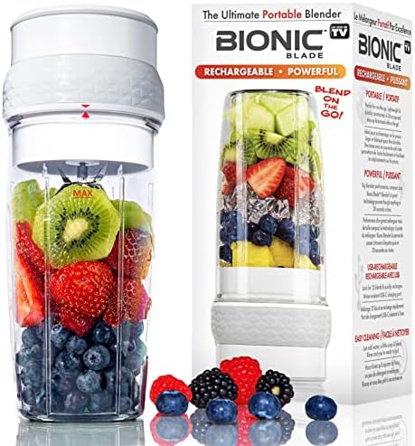 Bionic Blade Personal-Sized Blender 16.5 oz, BPA-Free, Cordless, Rechargeable 18,000 RPM Portable Blender for Shakes and Smoothies 8.6" Tall, Seen On TV by EMSON