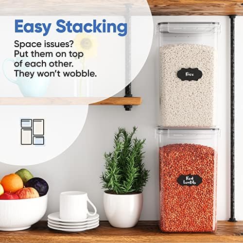 Extra Large Airtight Food Storage Containers with Lids, Pack of 2, 6.5L, 220Oz, Airtight Kitchen and Pantry Bulk Canisters for Flour, Sugar, Rice, and Baking Supplies - Transparent