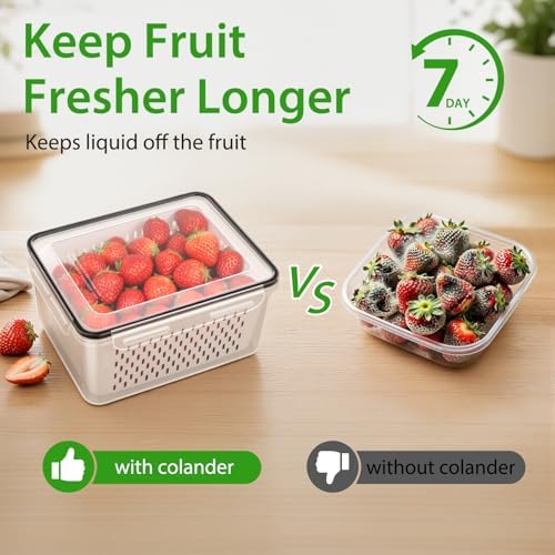 8 PCS Fruit Storage Containers for Fridge, Leakproof Produce Containers