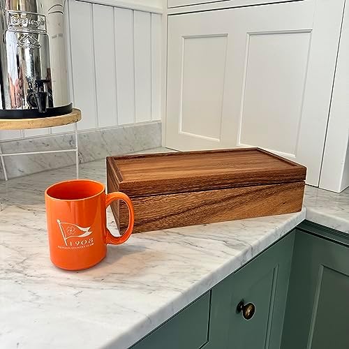 Acacia Wood Tea Box, 10 Compartment XL Tea Chest