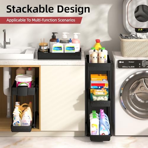 4-Pack 2-Tier Under Sink Organizer with Pull Out Drawers