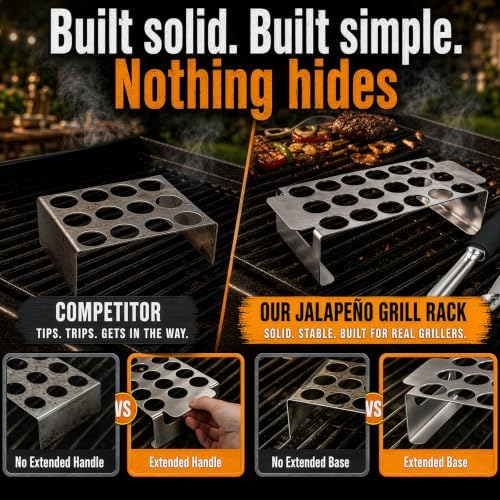 18-Hole Jalapeno Pepper Grill Rack with Corer Set – Stainless Steel Roasting Tray for Oven & BBQ, Includes 2-Piece Pepper & Zucchini Corer Tool, Dishwasher Safe