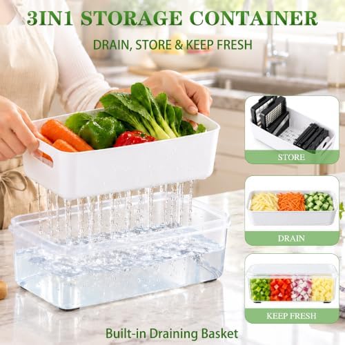 14-in-1 Vegetable Chopper Mandoline Slicer, Veggie Chopper with Container