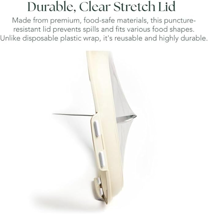Crudités | Portable Snack Tray | Square 2-Pack | Sage Green | Reversible Stretch Lid Food Containers | BPA-Free, Freezer & Dishwasher Safe | Meal-Prep, Charcuterie, Salads, Picnic, Travel