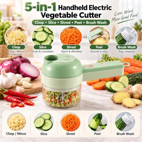 5-in-1 Handheld Electric Vegetable Chopper, Wireless Vegetable Cutter - Image 2