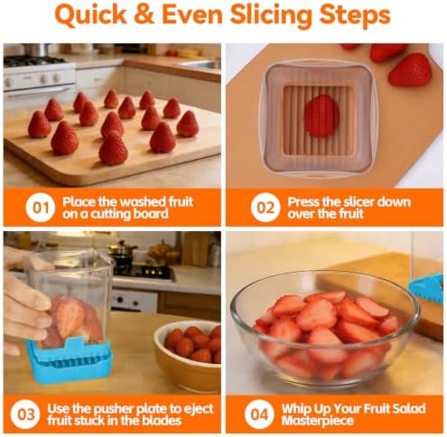 Strawberry Slicer Cup, Fruit Cutter – Quick-Slice, Meal Prep, Electric Blue - Image 4
