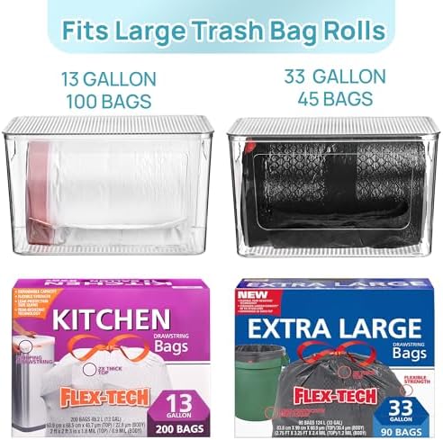 2 Pack Clear Trash Bag Holder, Stackable Garbage Bag Dispenser