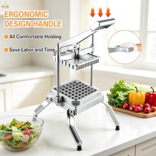 Hakka Commercial Lettuce Cutter, Heavy Duty Vegetable Slicer Cabbage Cutter Stainless Steel for Restaurant & Home Kitchen, Include 3 Blades(1 * 1", 1 * 1/2", 1/2 * 1/2") - Image 3