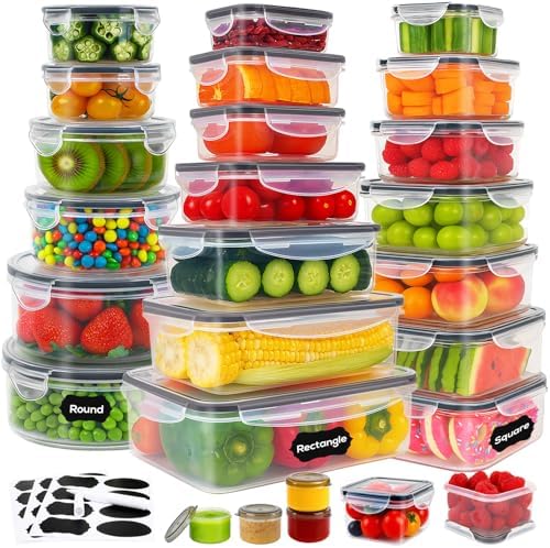 50PCS Thick Food Storage Containers with Airtight Lids for Meal Prep