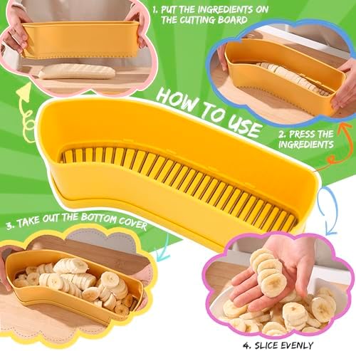 Large Fruit Slicer - Banana, Strawberry, Egg Cutter for Kitchen Yellow