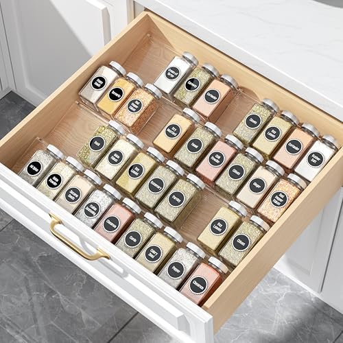 Spice Drawer Organizer, 8 Pcs Clear Seasoning Rack(jar not included)