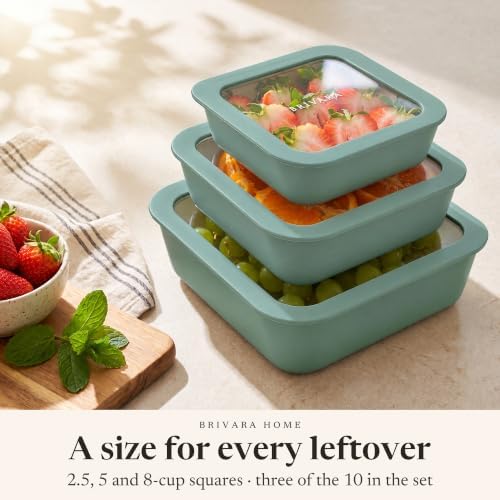 Glass Food Storage Containers with Lids, 20-Piece Set, Pine
