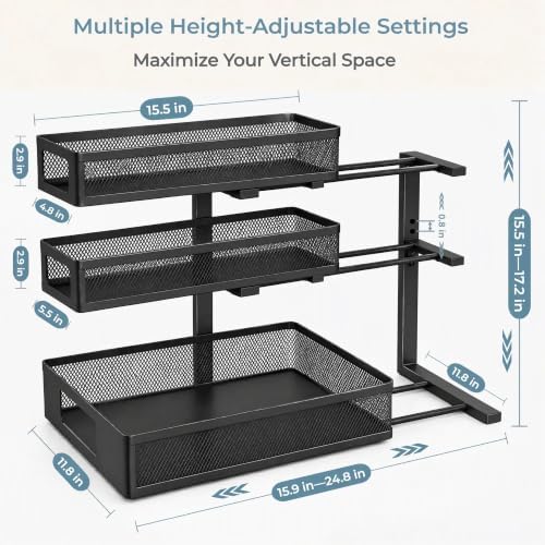 3-Tier Under Sink Organizer, Pull-Out Drawers, 2-Pack Black