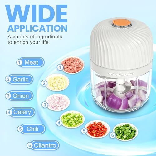Electric Garlic Chopper 350ML, Mini USB Rechargeable Veggie Chopper, Cordless Garlic Mincer Onion Chopper Food Chopper for Ginger Chili Meat Sauce, Wireless Food Processor, White - Image 6