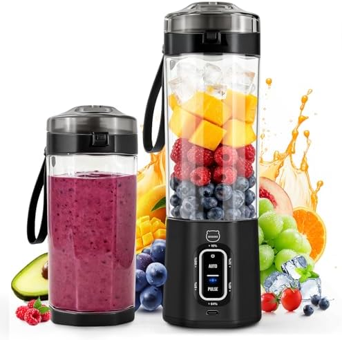 Upgrade 700 ML Portable Smoothie Blender, Rechargeable Blende -Black by MIAOKE