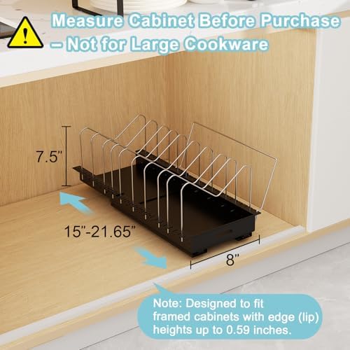 Pots and Pans Organizer Under Cabinet - 22" Deep Expandable