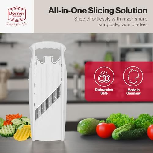 Swissmar Borner PowerLine Wave Waffle Cutter – Mandoline Slicer for Potato, Veggie, and Fruit – Create Attractive Waffle Cuts for Apples, Potatoes, and More – White - Image 2