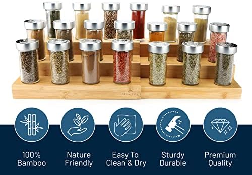 Bamboo Expandable Spice Rack Organizer, 3-Tier Adjustable Kitchen Cabinet