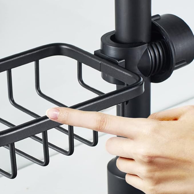 Kitchen Faucet Sponge Holder Sink Caddy Organizer Over Faucet Hanging Faucet Drain Rack for Sink Organizer (Black-Larger)