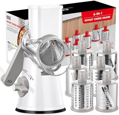 GDL Cheese Grater Hand Crank, Rotary Cheese shredder, Vegetable Slicer by GDL