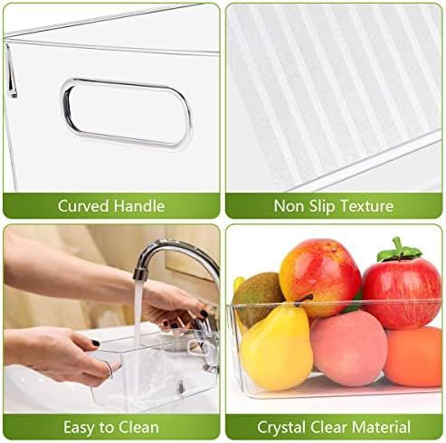 Set Of 10 Refrigerator Pantry Organizer Bins, Clear Plastic Food Storage Bins for Kitchen, Countertops, Cabinets, Fridge, Freezer, Bedrooms, Bathrooms, Fridge Organizer Bins Pantry Storage Containers