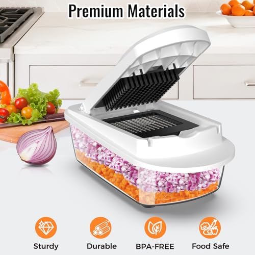 12-Blade Cook Tool & Gadget Sets, Egg Slicer Chopper Grater Set, White
