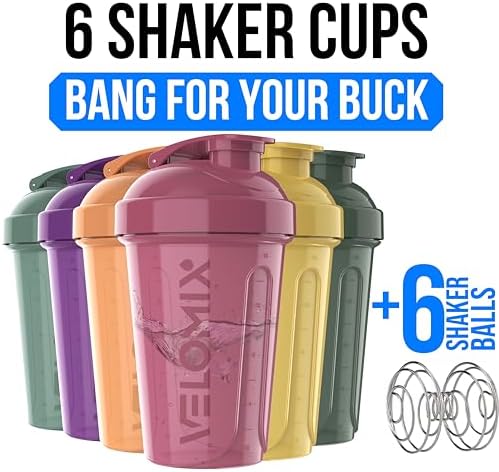 VELOMIX 6 Pack 20oz Shaker Cups for Protein Shakes, Nature Tones - Image 2