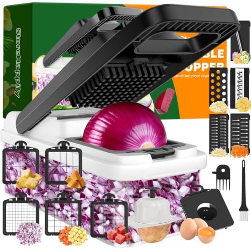 15-in-1 Vegetable Chopper 10 Blades, Veggie Cutter with Handle, Black/White by StoreHappily